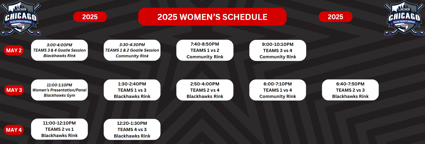 JOG Showcase Women's Schedule Graphic 2025